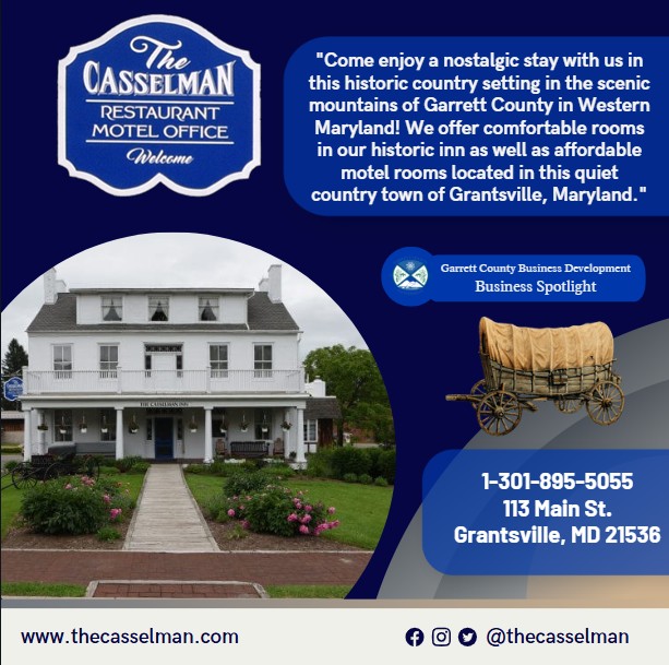 Today's Business Spotlight 🍞 is on Casselman Inn & Restaurant!
Visit them at www.thecasselman.com or The Casselman Inn and Restaurant
Follow us to see more daily Garrett County Business Spotlights! 
If you are interested in having your business featured contact Connor Norman at cnorman@garrettcountymd.gov. #BusinessDevelopment #garrettcountymd
